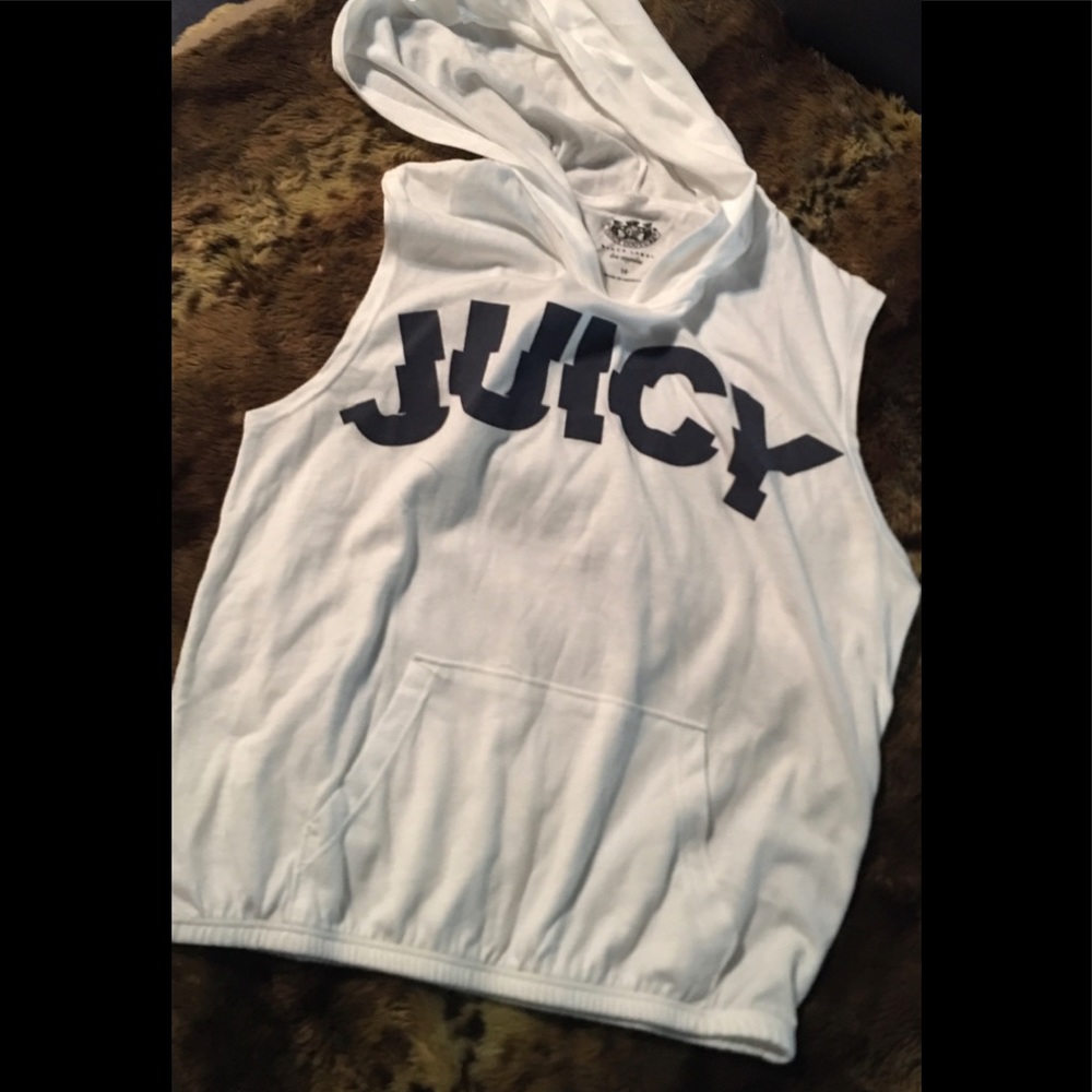 JUICY Couture Tank Girls Hoodie White Sz 10 NEW Black Label Top Sleeveless Shirt